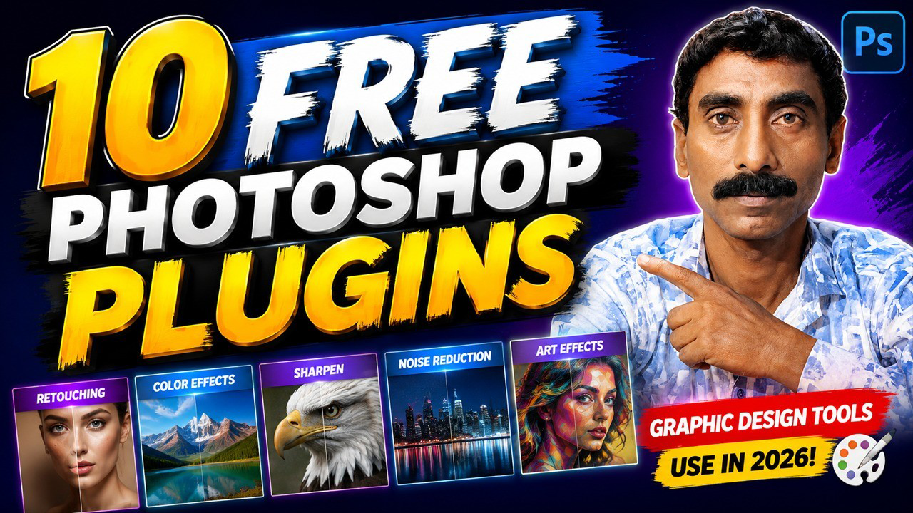 10 BEST FREE Photoshop plugins & Filter Effects , Graphic Design Tools Use in 2026