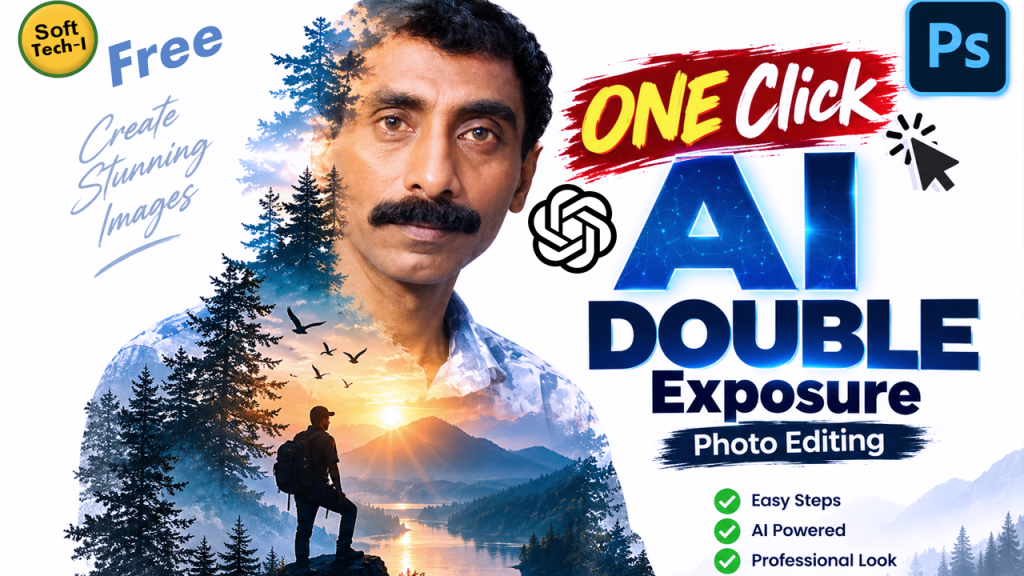 ONE Click AI DOUBLE Exposure Photo Editing